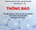 THÔNG BÁO VỀ VIỆC ĐĂNG KÍ ĐỀ TÀI NGHIÊN CỨU KHOA HỌC SINH VIÊN NĂM HỌC 2024-2025